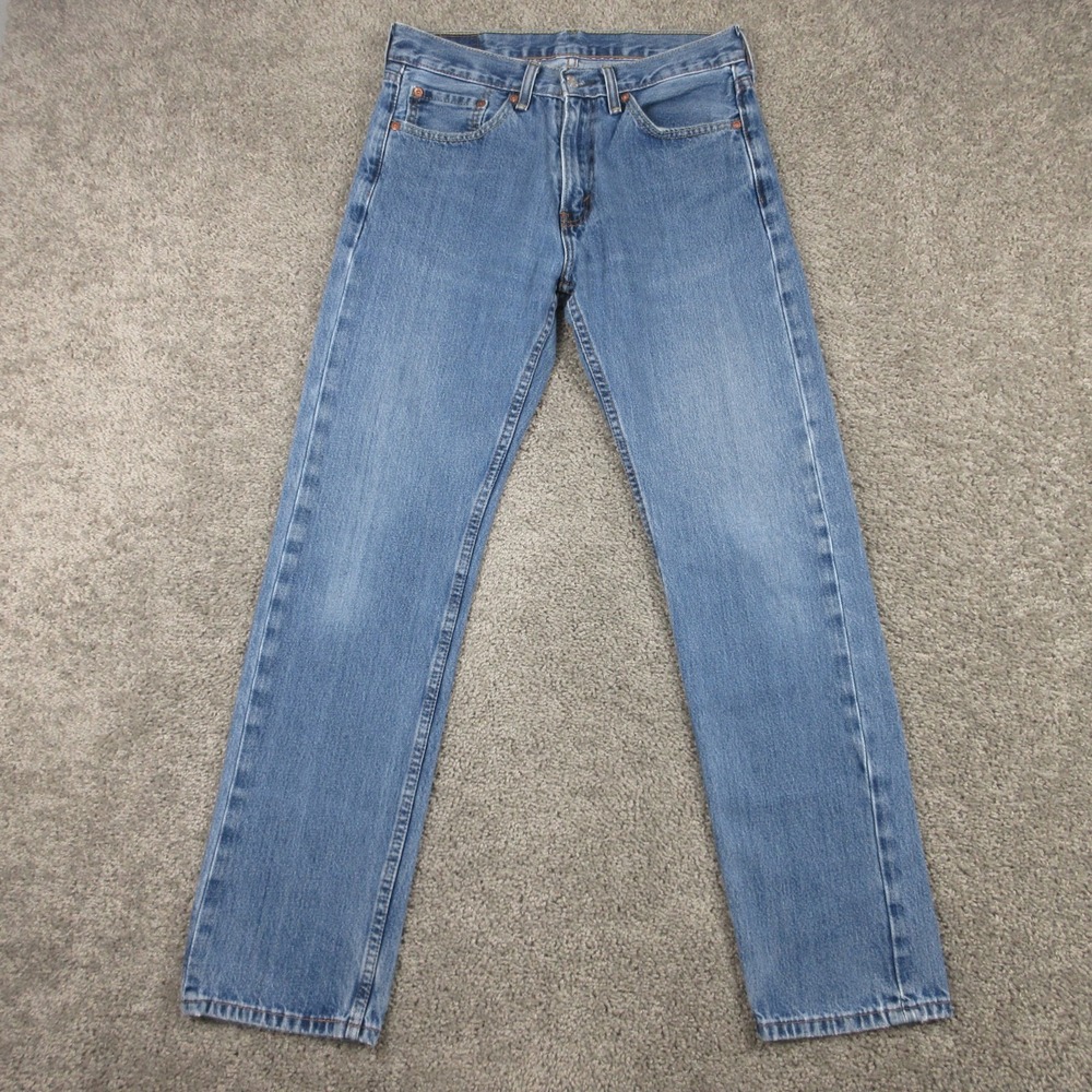 Levis Jeans Mens 31x32 Blue 505 Regular Straight Faded Zip Fly Denim Pants